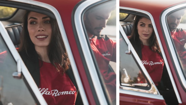 красивая женщина в Alfa Romeo
