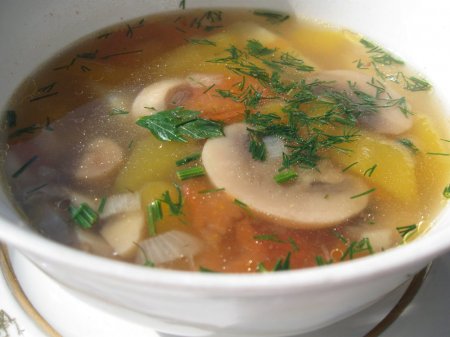 Грибной суп с тыквой (постный рецепт)